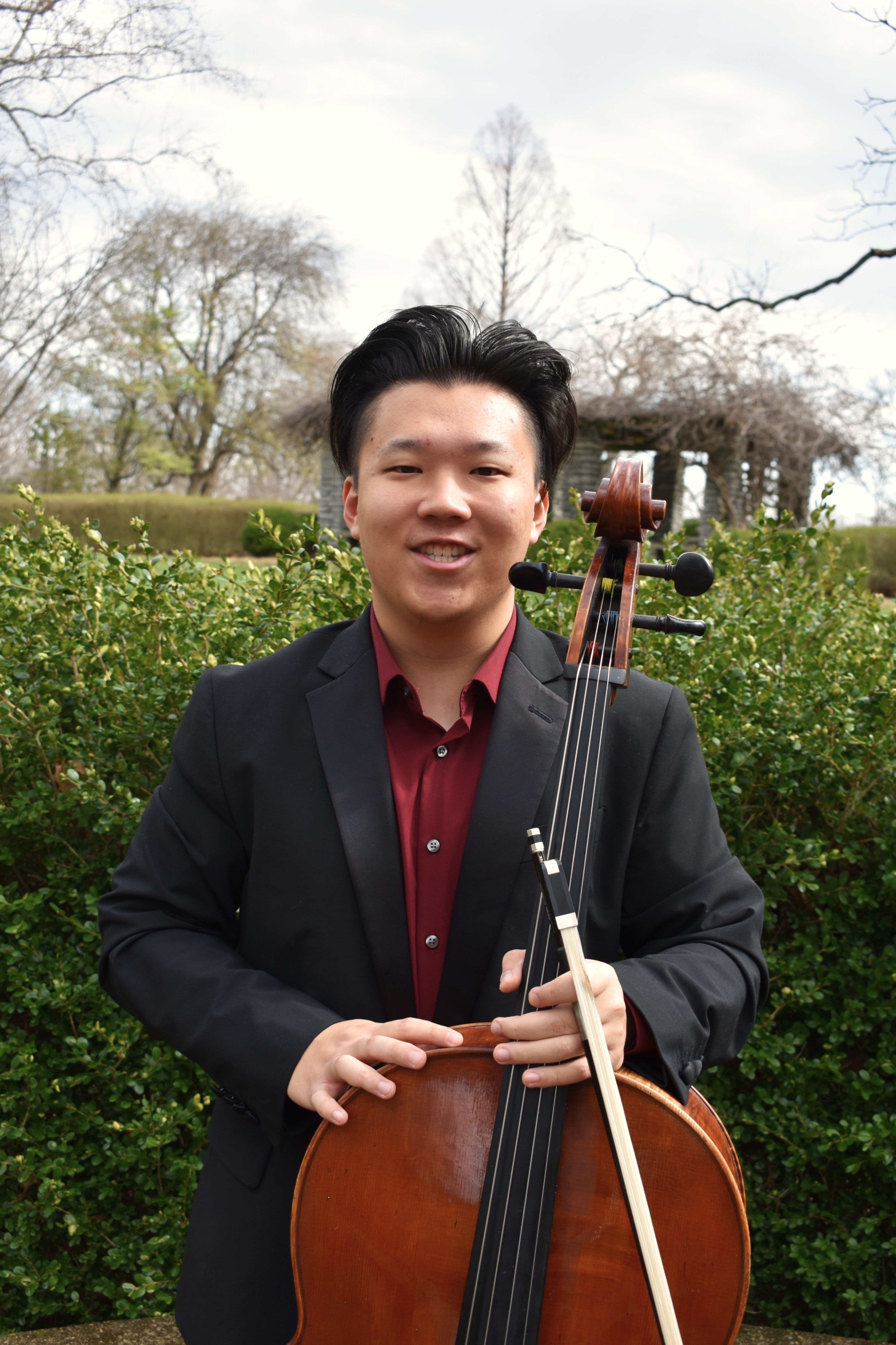 Smiling Cello Portrait Outdoors